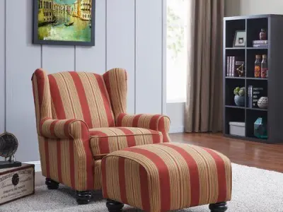 Brougham Wingback Chair and Ottoman - 2 Colour 3D model