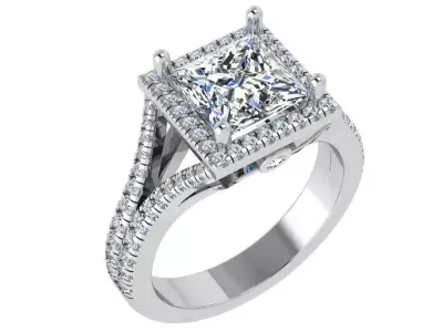 Square Halo Split Shank Ring 4467 3D print model