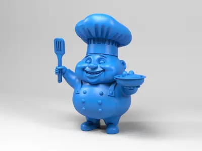 Cartoon chef doll 3D print model
