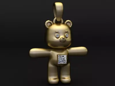 Diamond Teddy Bear Pendant 3D print model