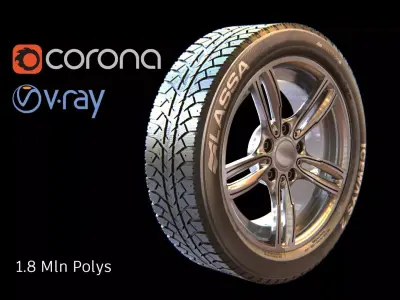 wheel high-poly 3D model