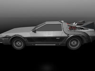 delorean back to future Low-poly 3D model