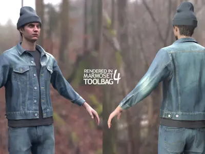 Man - Autumn Outfit 7 - Modular - Rigged Low-poly 3D model