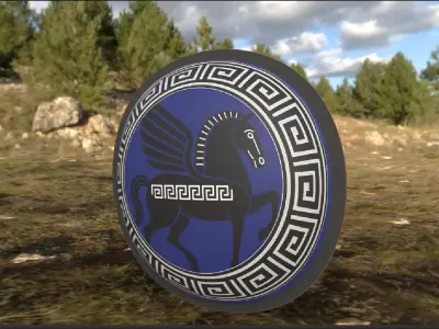 Greek Hoplite Shield and Xiphos Sword 3D model