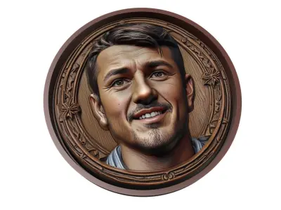 David Villa Footballer Medallion 3D print model