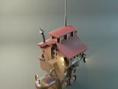 Stylized Caravan Low-poly 3D model