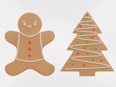 Gingerbread Christmas Cookies Free 3D model