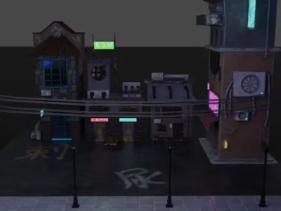 Cyberpunk Street 2 Low-poly 3D model