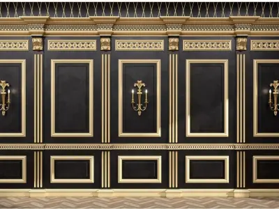  Boiserie classic panels and Decorative Crafts Wood Sconce - 185 3D model