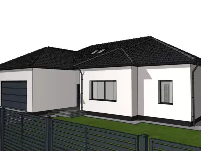 Modern Single Family House with Garage and Terrace 3D model