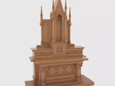 Gothic Wooden Altar 3D model