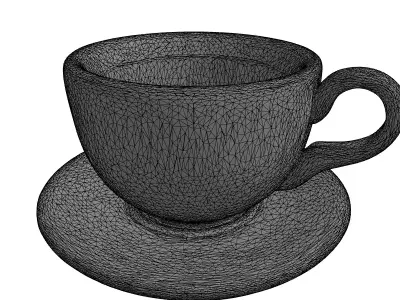 Elegant Teacup and Saucer Set Low-poly 3D model