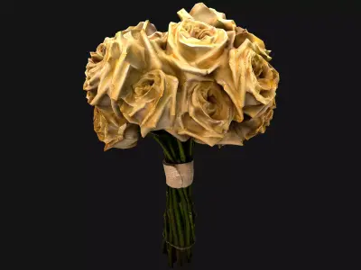 White Roses Bridal Bouquet Low-poly 3D model