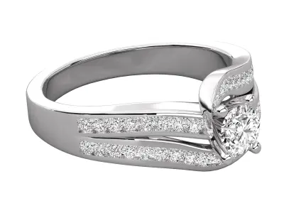 Split Shank Solitaire Swirl Engagement Ring 3D print model