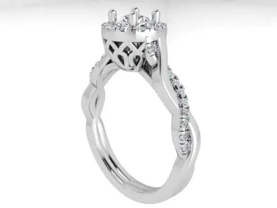 Round Halo Twisted Ring 3550 3D print model