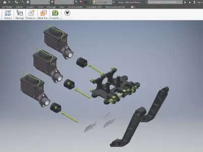 Reverse Mount Pedal with Master Cylinders  3D model