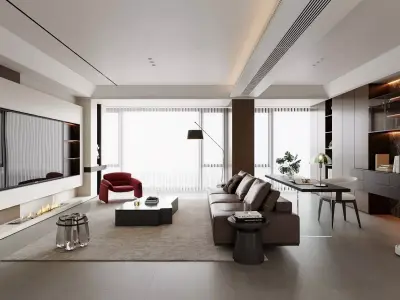 Modern Luxury Living Room 3D Model 3D model