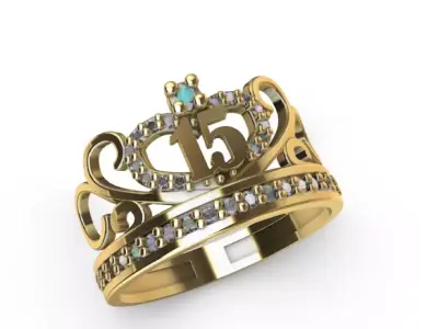 Anillo de 15 para dama-mujer -v- 3D print model