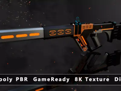 Future Sci-Fi Blaster Rifle Gun Game-Ready Low-poly 3D model