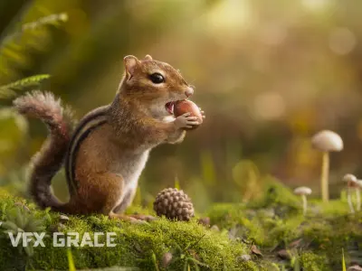 Chipmunk Animation VFX Grace 3D model