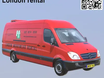 Mercedes benz Sprinter London rental Extra long Low-poly 3D model