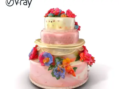 Decorative Festive Tiered Cake Model Pack Low-poly 3D model