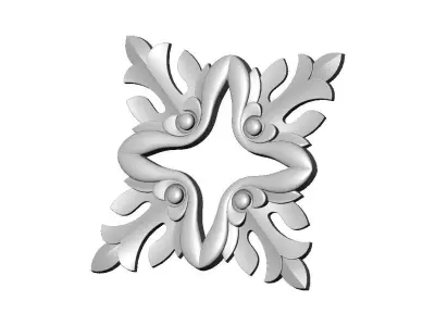 Open square floral rosette carving molding relief onlay 3D print model