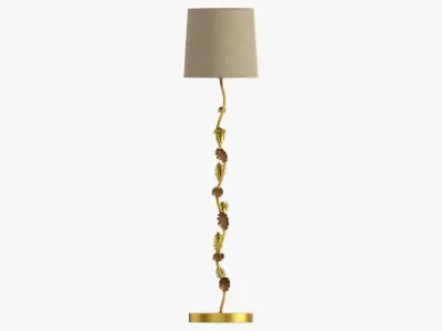 Floor lamp decorated with leaves with shade  3D model