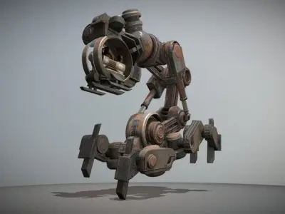 Blender Game Engine Mech Neck Walker Free low-poly 3D model