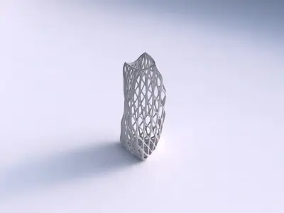 Vase twist curved tipping triangle 2 with diagonal grid lattice 3D print model