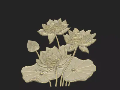 Lotus Asian Indian religion detail soft vintage  3D print model