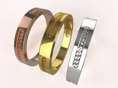 Ring Cuban Links 4mm With 3 Hole All Sizes 3D print model