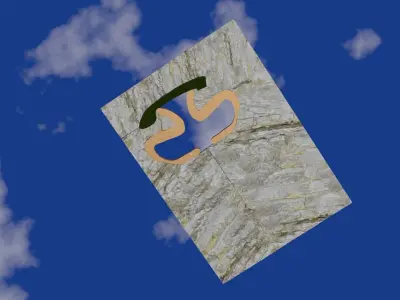Stone wall with window in telephone shape Low-poly 3D model