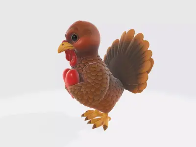 Cute Turkey Holding Heart Turkey Figurine Thanksgiving Fall 3D print model