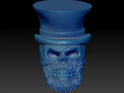 Cylinder hat skull- 3D STL Print Model High-Polygon 3D print model
