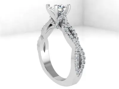 Oval Diamond Twisted Euro Shank Ring 4243 3D print model
