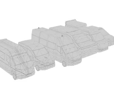 LowPoly French Service Vehicles Vinci SMUR Police Pompier Poste  Low-poly 3D model