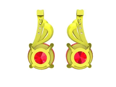 Elegant Round Cut Gemstone Drop Earrings for Women 5807 3D print model