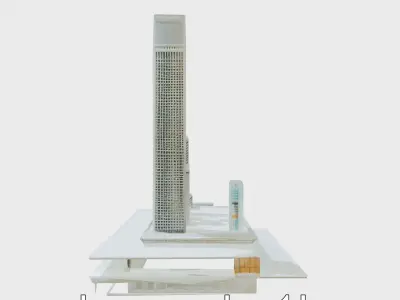 Futuristic Skyscraper Urban Architecture Low-poly 3D model