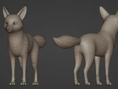 Realistic Fox Base Mesh Low-poly 3D model