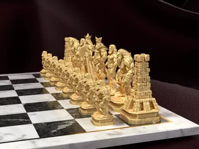 Titan Chess Set  Giants  Gods Mythology 3D Game Ready 3D print model