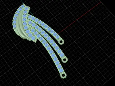 Yellow gold diamond earring-PER-038 DIA 3D print model