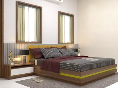 Simple and Modern Bedroom interior scene 3D model