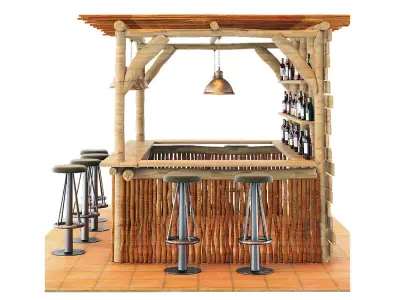 Kiosco Beach Set Decoration Taburete Bar Stools 3D model