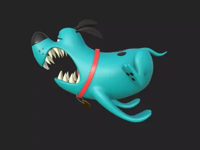 Blue dog cartoon 3D model