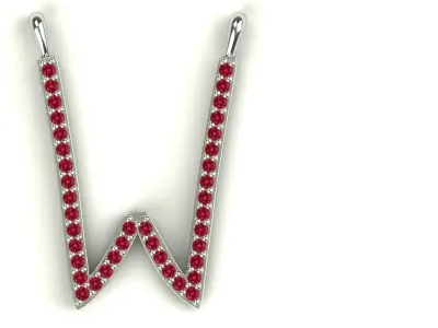 Diamond W Pendant Gold Silver Platinum Luxury Jewelry 3D print model