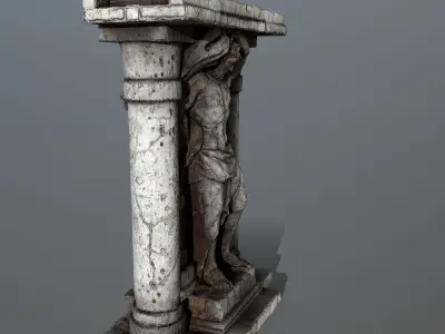 statue 2 column with Low-poly 3D model