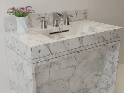 Bathroom Sink and Faucet Set VR AR Low-poly 3D model