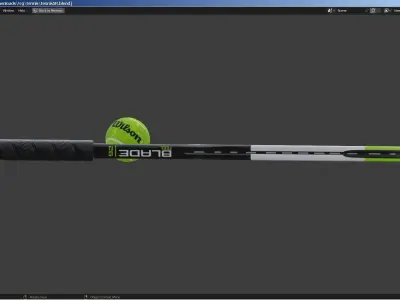 Wilson Blade Feel Tennis Racket and a ball 3D model