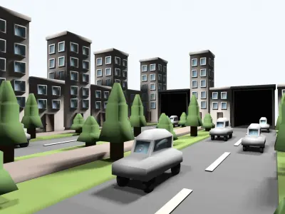 base city Low-poly 3D model